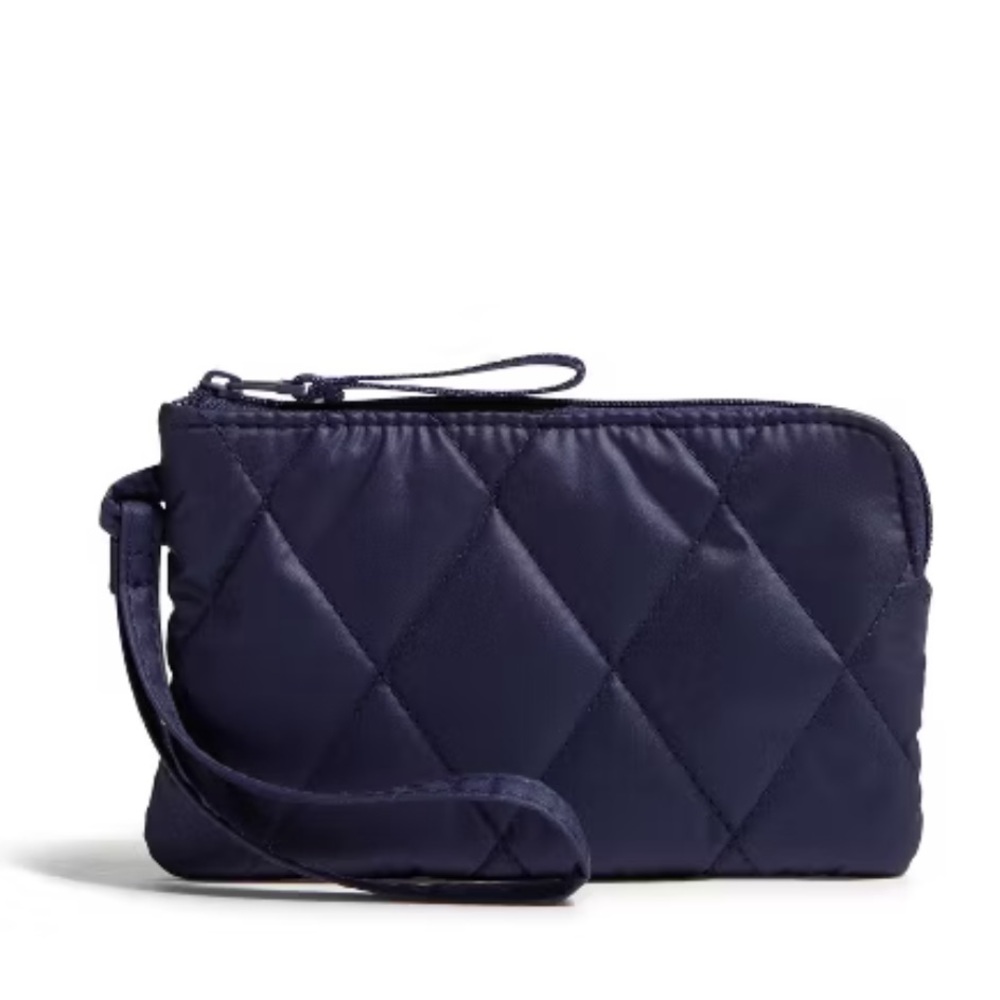 NWT Vera Bradley Essential Quilted Zip Wristlet Clutch Peacoat Navy Blue